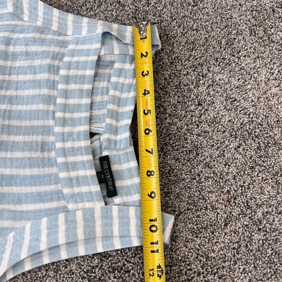 For Cynthia 100% Cotton Light Blue White Striped Dress Side Buttons Size Medium - Picture 8 of 11